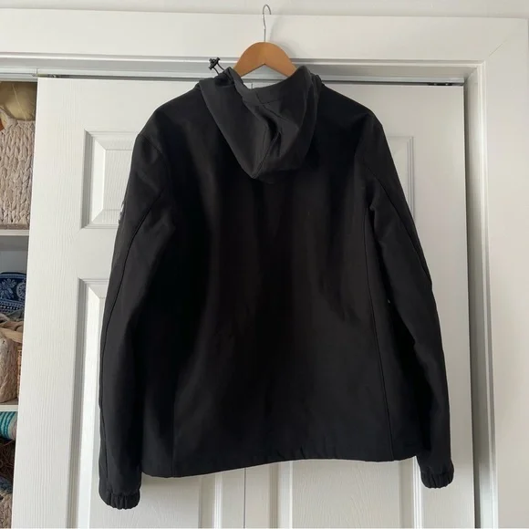 Sold xlist Nautica Mens Hooded Jacket Black Water & Wind Resistant Size Large - Picture 6 of 6